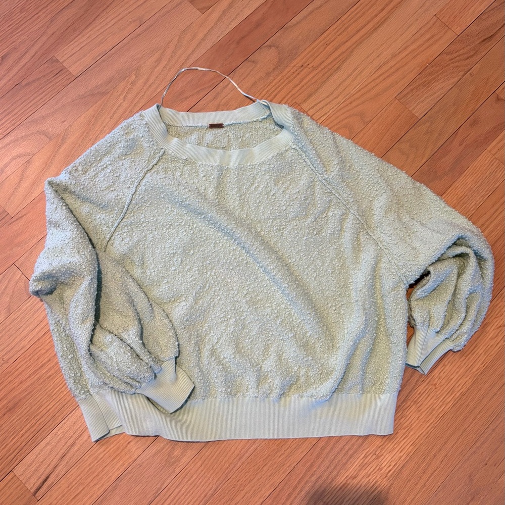 Free People Light Mint Bouclé Pullover Sweater - Women